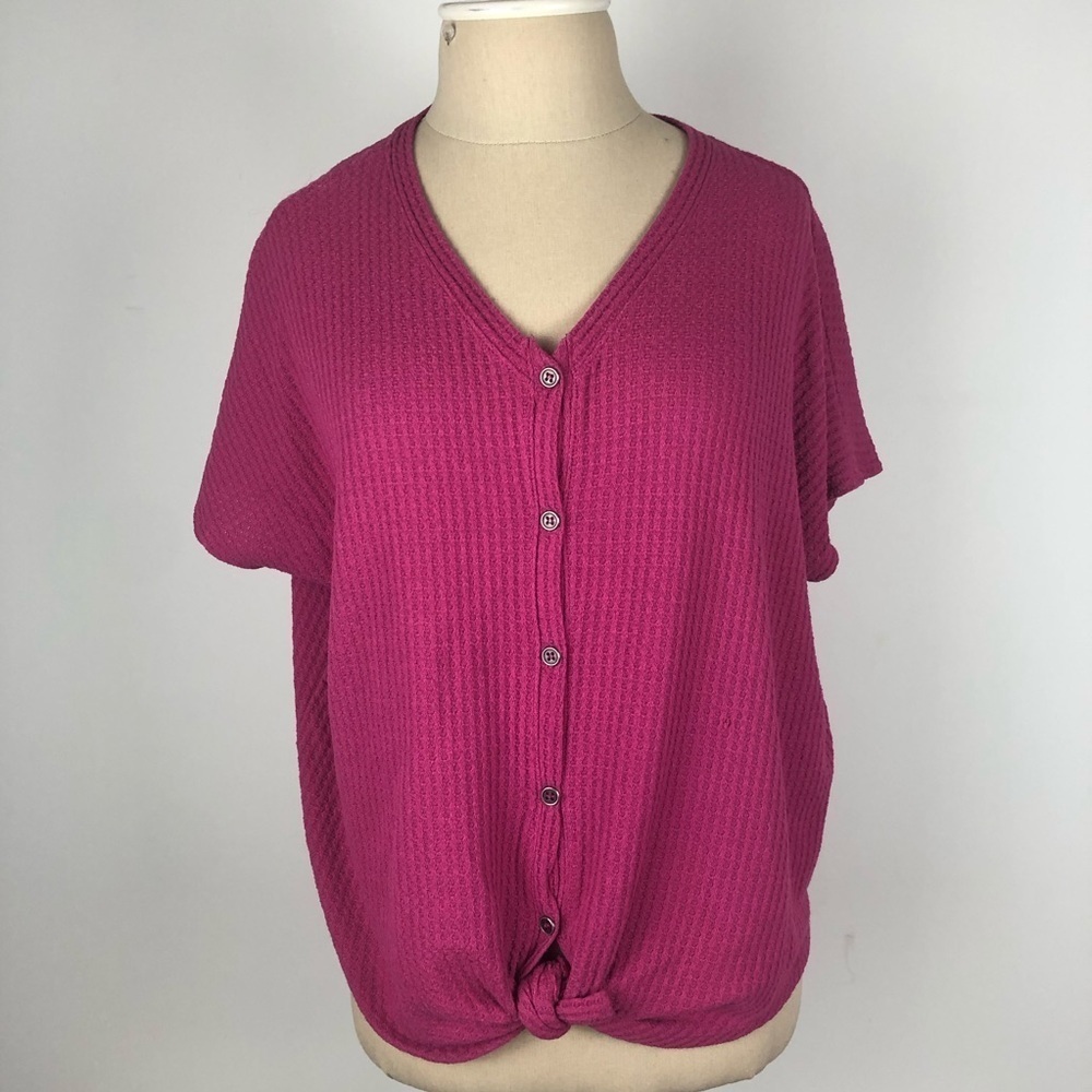 Style Style & Co. T-shirt Pink Waffle S